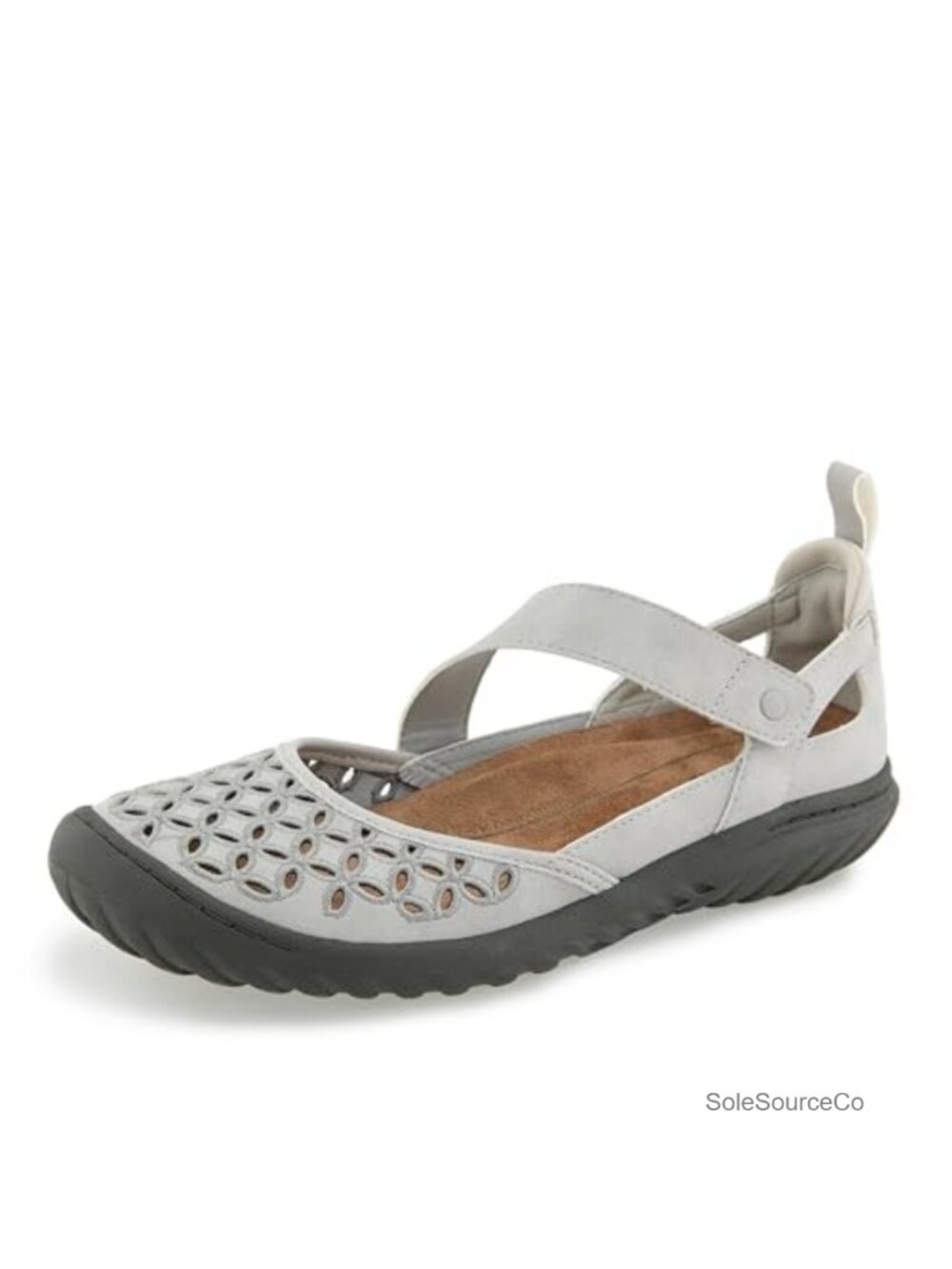 Women's Casual Mary Jane Flat with Adjustable Hook & Loop Strap, Flexible Faux